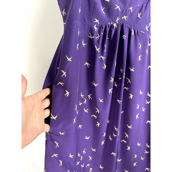 Yumi Kim Purple Silk Sweetheart Preppy Hipster Sparrow Sleeveless Mini Dress - Picture 4 of 12